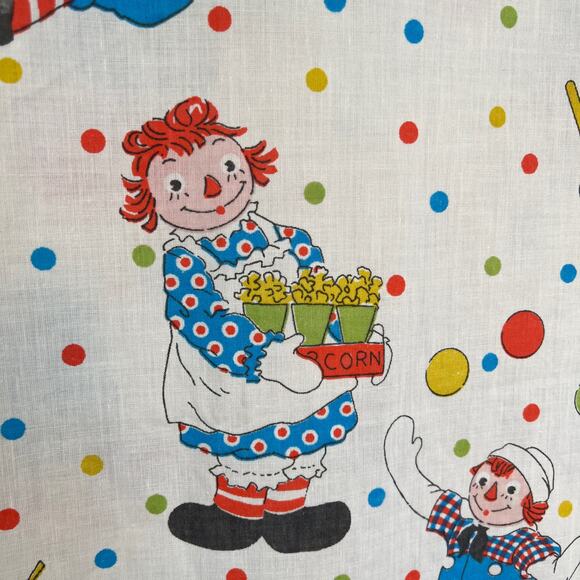 Vintage 80s Raggity Ann Flat Bed Sheet Textile Supply Upcycling Fabric - Picture 3 of 8